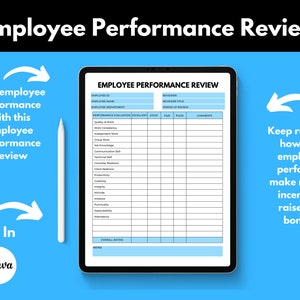 Employee Performance Review Template, HR Performance Review, Employee Evaluation, Small Business Owner, Canva Template, Digital Download