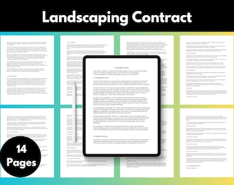 Contractsjabloon voor professionele landschapsarchitectuur – uitgebreid, aanpasbaar – ideaal voor huiseigenaren, commerciële projecten en tuinontwerpers