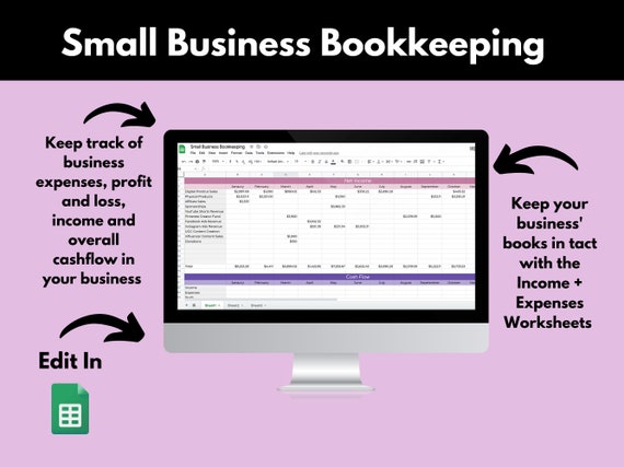 Small Business Bookkeeping Tracker: Income & Expenses Google Sheets Template (Digital Download)