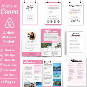 Airbnb Welcome Book Template: Modern Host Guide (Canva Editable, Digital Download)