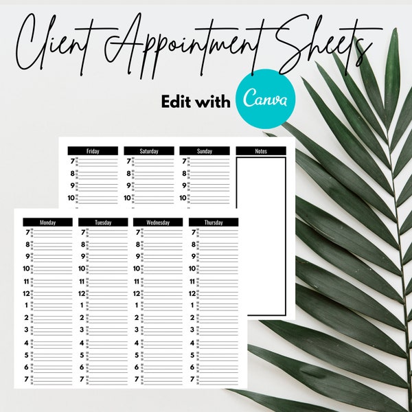 Salon Appointment Scheduler - Client Booking Sheet for Beauty and Nail Salons - Streamline Your Salon Appointments Today - Digital Download