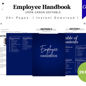Employee Handbook and Staff Guide(Canva Editable) | Policies & Procedures | Staff Guide | Instant Printable,