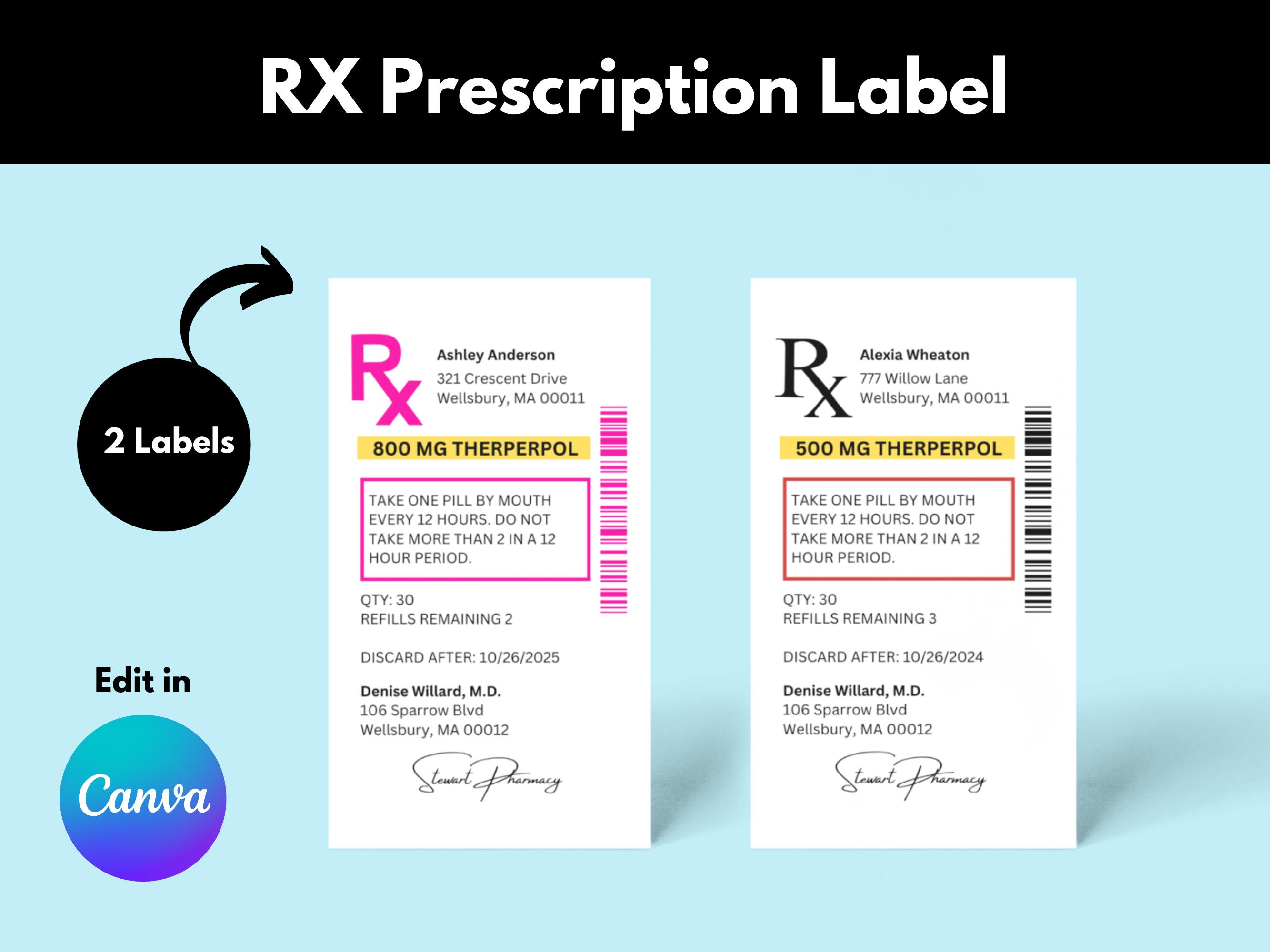 Printable Prescription Label Template 2,700+ Prescription Label