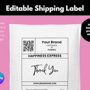 Customizable Shipping Label Template – Editable Canva Packaging Label for Small Business, Etsy Sellers, and Subscription Boxes