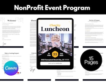 Nonprofit Event Brochure Template: Editable Canva Program (Digital Download)