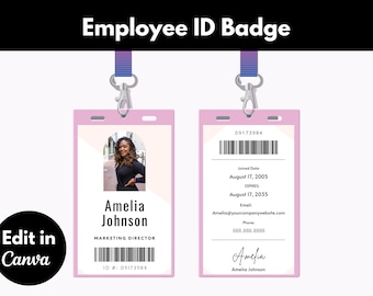 Custom Employee Photo ID Badge: Office Identification (Instant Download)
