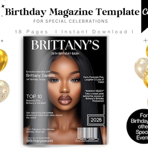 Bearbeitbare Geburtstag Magazin Vorlage | DIY personalisiertes Geburtstagsprogramm, Party-Andenken, Erinnerungsbuch, lustige Aktivitäten und Spiele, Canva-Vorlage