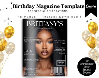 Editable Birthday Magazine Template: Personalized Party Keepsake (Canva Template)