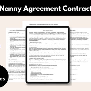 Nanny Contract Agreement Template, Editable Nanny Contract, Nanny Independent Contractor Agreement, Hire Your New Nanny, Microsoft Word