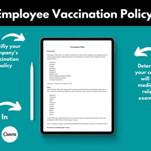 Employee Vaccination Policy, Vaccination Policy Template, Employment Policy Contract, Edit with Canva, MS Word, Business Contract, Digital