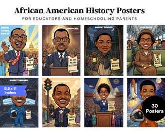 African American History Posters | Caricature Style Black Leaders & Inventors | Black History Classroom Decor | Printable