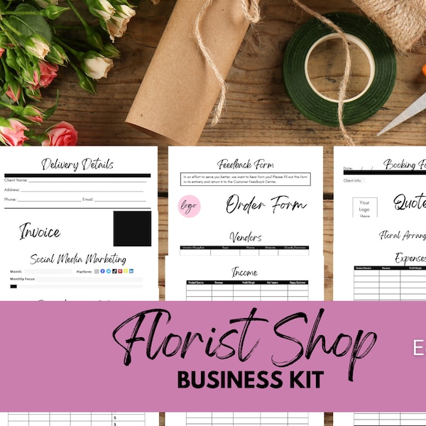 Florist Business Kit// Florist Business Forms// Florist Shop Forms// Order Form// Florist Event Contract// Invoice// Receipt// Order Form