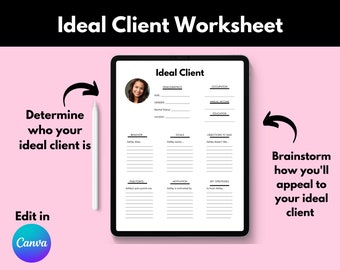 Ideal Client Worksheet: Business Planning Template (Printable PDF Download)
