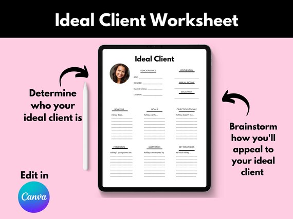 Ideal Client Worksheet Business Planning Attracting Clients - Etsy