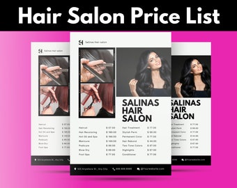 Hair Salon Price List Template: Editable Beauty Menu (Instant Download)
