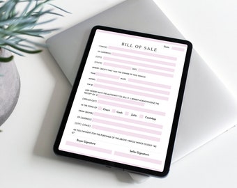General Bill of Sale Form | Fillable PDF Template | Car/Truck/Motorcycle/Boat | Printable, Instant Download