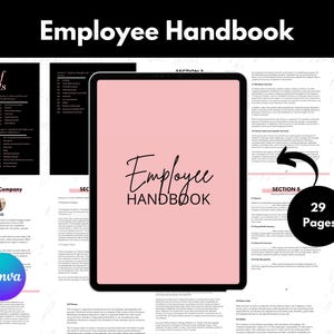 Employee Handbook// Company Employee Handbook// Editable Handbook// Employee Guide// Policies and Procedures// Edit in Canva// Printable