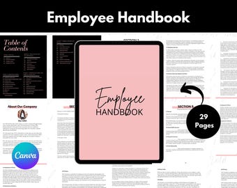 Mitarbeiter Handbuch Vorlage | Unternehmensrichtlinien und Verfahren | Bearbeitbar in Canva | Druckbarer New-Hire Ratgeber
