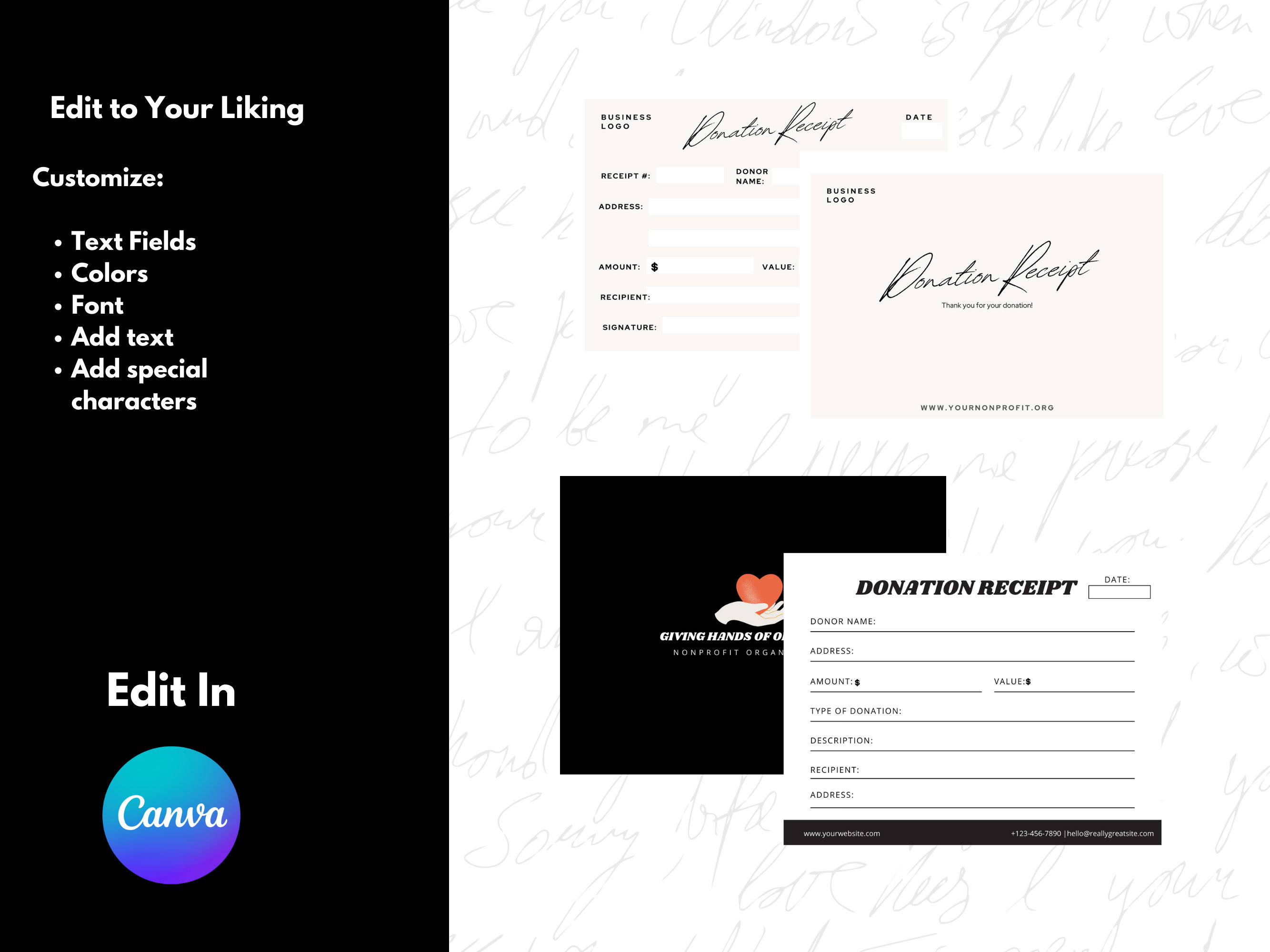 Nonprofit Donation Card Templates: Fundraising Event Cards (digital ...