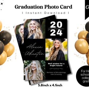 Fotokaart Afstuderen Aankondiging | Bewerkbare afstudeeruitnodiging | Sjabloon Custom Class of 2025 | Uitnodiging afstudeerfeest senioren | Canvas