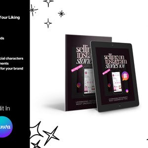 May include: Two digital guides on how to sell on Instagram stories. The guides are titled "Selling on Instagram Stories 101" and "Leveraging Instagram's Most Underrated Tool".