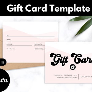 Plantilla de tarjeta de regalo, descarga de vale de regalo, descarga instantánea, plantilla de tarjeta de regalo editable, certificado de regalo, editar con Canva, personalizable