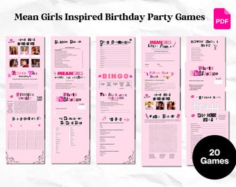Mean Girls Birthday Party Games Printable Bundle | Pink Sleepover Activities, Movie Night Games, Teen Girl Party, Instant Download