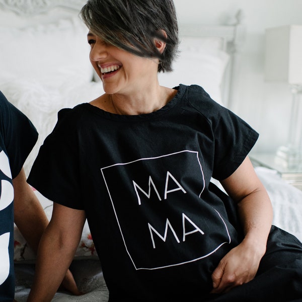 Mama in a Box Black | Hospital Gown  | Maternity Gown | Gifts for Moms | Baby shower | Pregnancy | Labor & Delivery | Nursing Gown