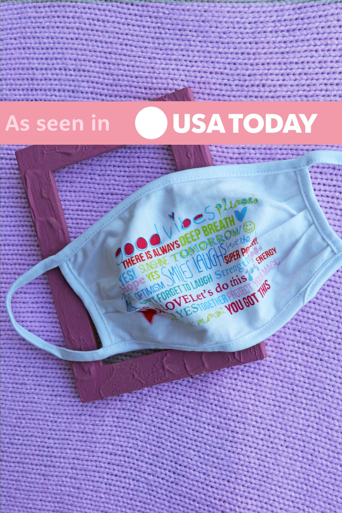 Face Mask Good Vibes White Cotton Mask Reusable Face Etsy