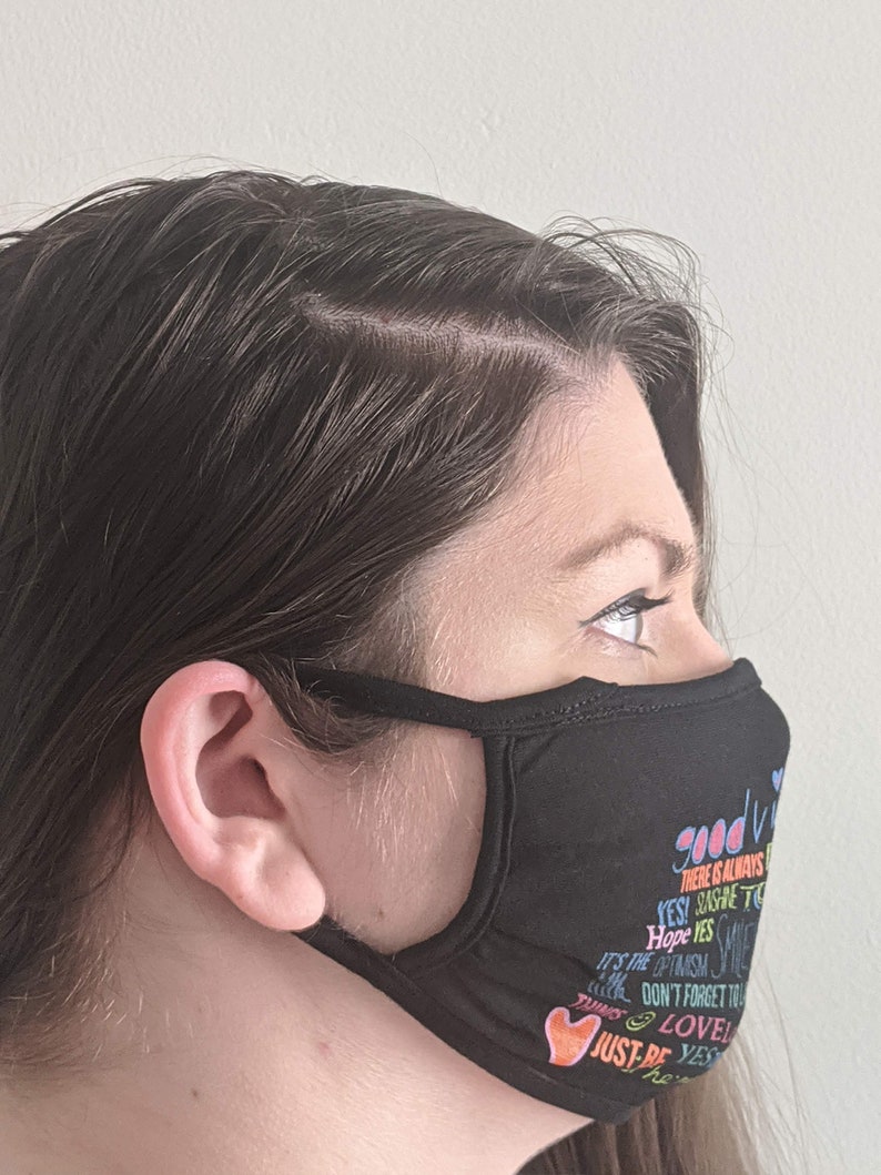 Face Mask Good Vibes black Cotton Mask Reusable Face Etsy