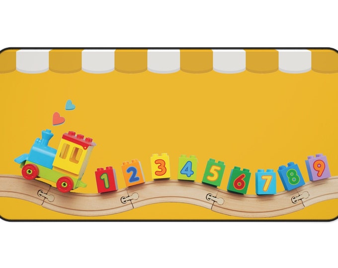 Featured listing image: Desk Mat Number Train for Children,  Kid's Number Counting Desk Mat, Number Counting Desk Mat for Children, Number Counting Train Desk Mat