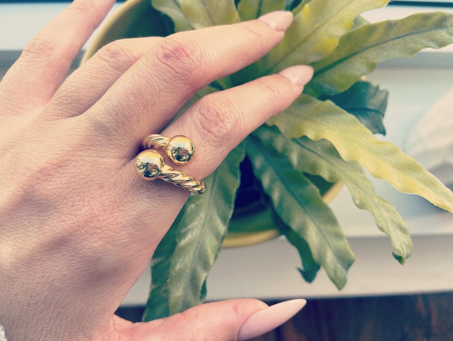 14 K Gold Plated Brass Ring/ Gold Statement Ring/womens Rings/ Gold Stackable Ring/ Chunky Ring