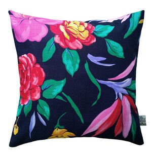 Tropical pillow cover Colorful floral cushion case Decorative throw accent pillow Green Pink Purple flowers Hawaii Botanical Leaves pillow