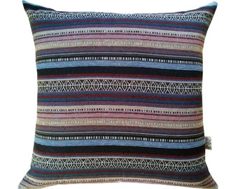 Capa de almofada texturizada listrada Wooven Azul Marinho Vermelho Marrom Creme Bege Preto Estilo Kilim Decoração para casa Boho Casa de fazenda Almofada étnica Boho