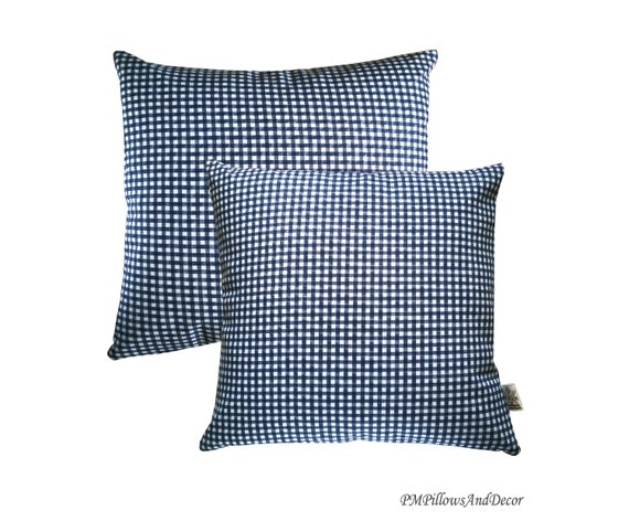 navy blue plaid pillows