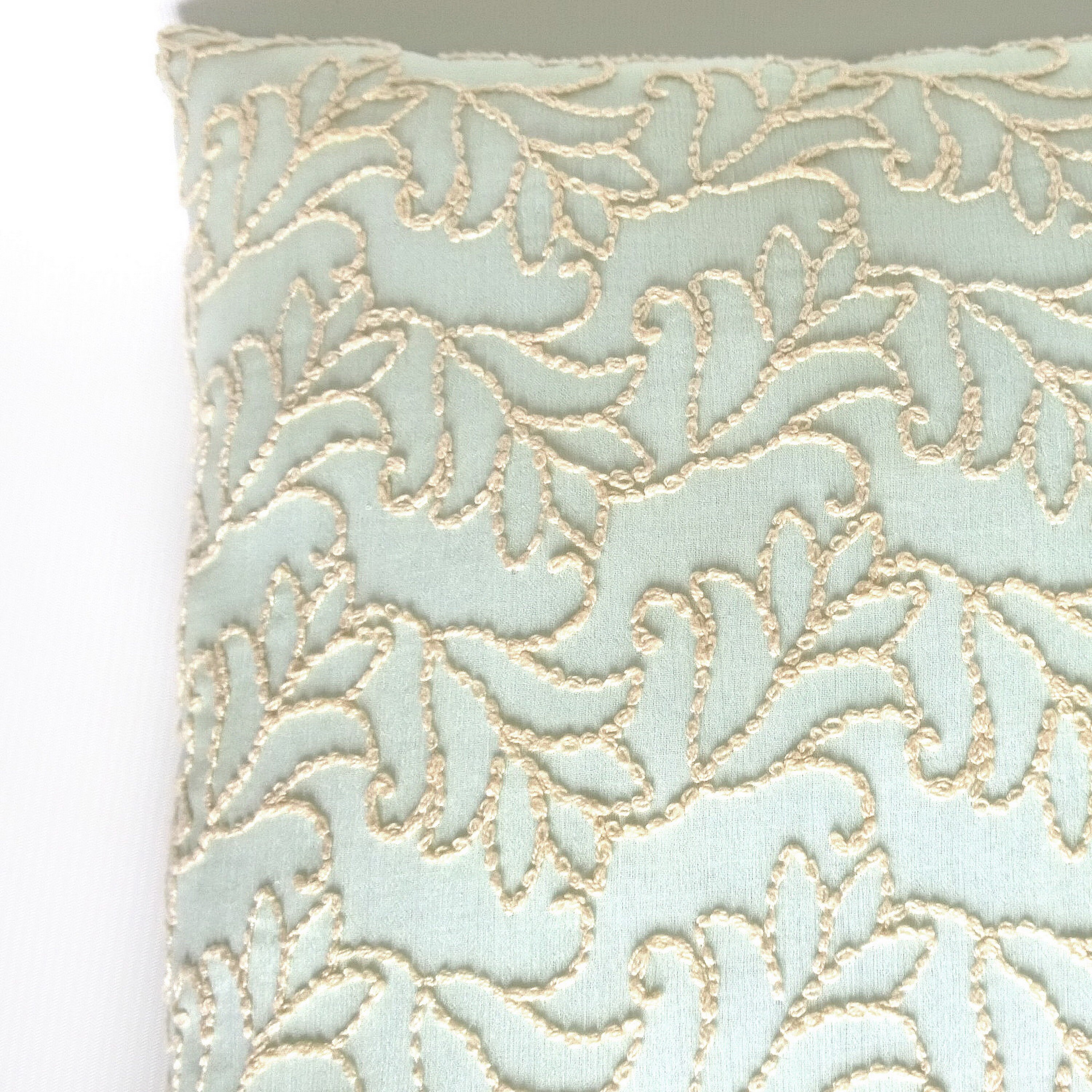 Light green pillow Embroidered Mint green pillow Floral Throw Etsy