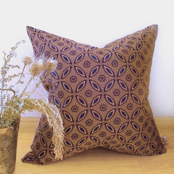 pillow cover Textured Tapestry Brown Pillow Cover with Gold Texture