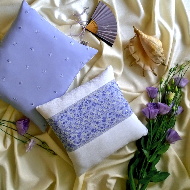 Lilac Designer fabric pillow cover with insert Light purple Etsy
