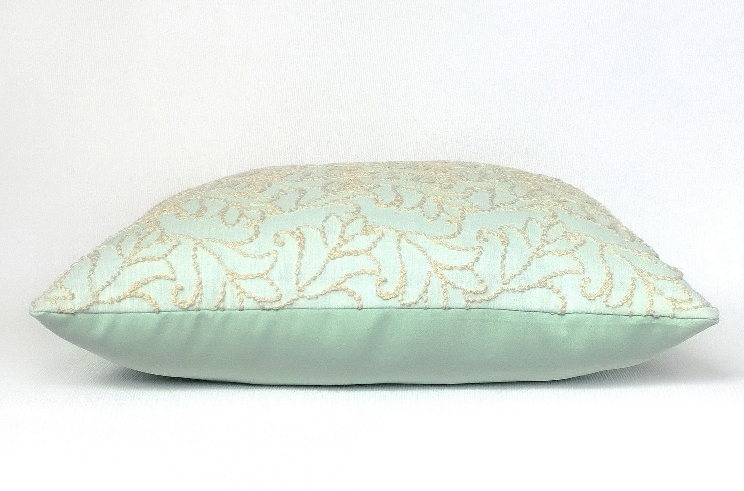 Light green pillow Embroidered Mint green pillow Floral Throw Etsy