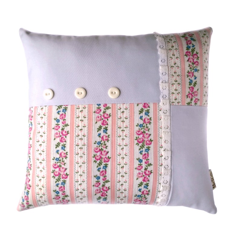 Shabby chic pillow Pink roses Lilac Blue pillow case with Etsy