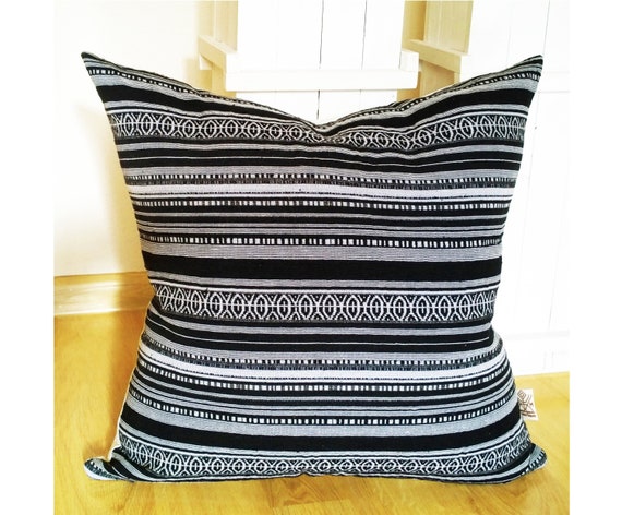 Textured Stripes Wooven Pillow Cover Home Decor | Embroidered pillow