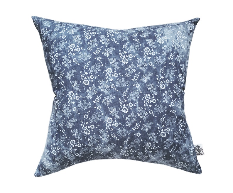 Blue Pillow Cover Floral Cushion Case Blue and White Flowers Etsy