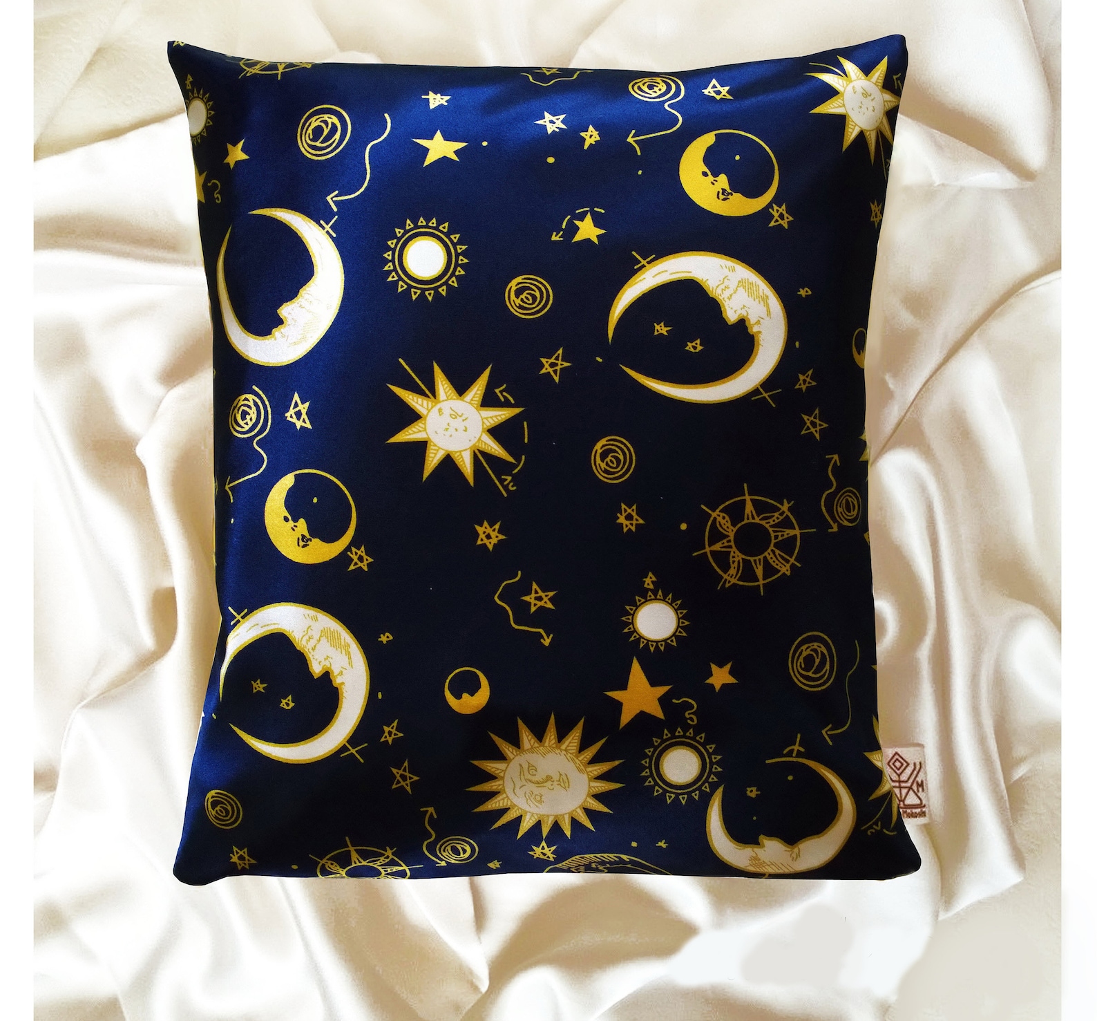 Stars and Moon Pillow Case Night Sky Pillow Blue Satin Cushion Etsy