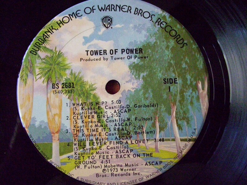 Pu&ograve; includere: Un disco in vinile vintage di Tower of Power, intitolato "What Is Hip?" Il disco &egrave; su Warner Bros. Records e presenta un paesaggio blu e verde con palme sulla copertina.
