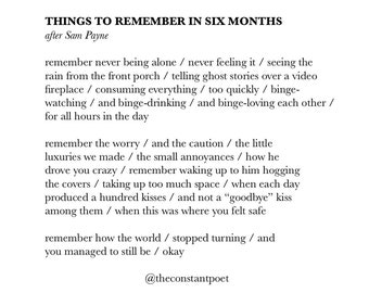 Things to Remember in Six Months