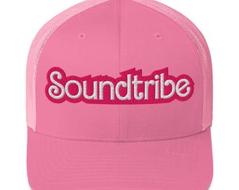 Pink Trucker Hat with "Soundtribe" Embroidery – Hot Pink Baby Doll Font – STS9 Fan Hat – Festival Trucker Hat – Concert Hat