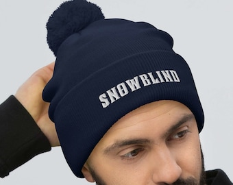 Snowblind Bestickte Pom-Pom Mütze