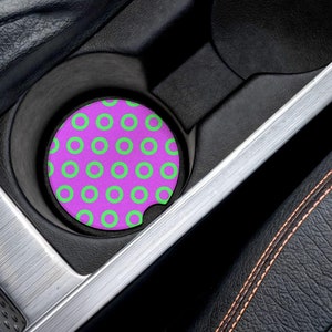 Phish Electric Violet Neon Green Donut Soapstone Car Coasters Set of 2, Car Accessory, Gift for Him, Music Lover Gift