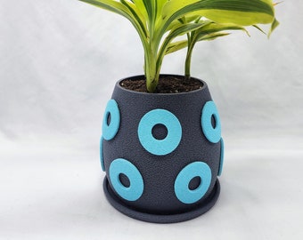 Phish Teal Donut Handmade Planter, Flower Pot - 5" x 5" | Eco-Friendly PLA Plastic | Gift for Her | Boho Planter