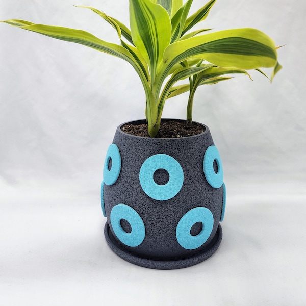 Phish Teal Donut Handmade Planter, Flower Pot - 5" x 5" | Eco-Friendly PLA Plastic | Gift for Her | Mothers Day Gift | Planter